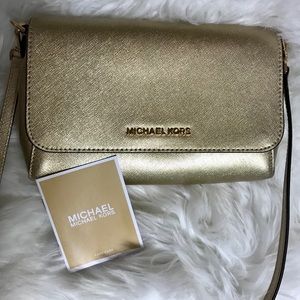 Michael Kors Jet Set Pouchette bag pale gold NWT
